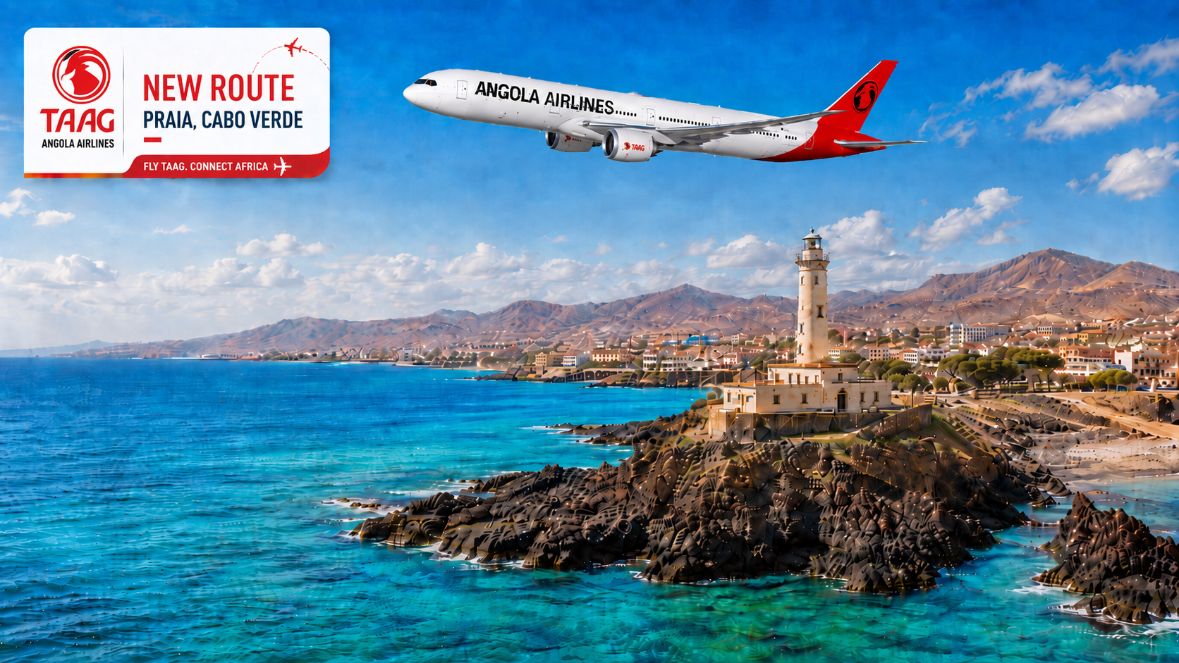 TAAG Angola Airlines new route to Praia, Cabo Verde - corrected slide without embedded website header